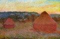Deux Grainstacks à la fin de la journée Automne Claude Monet